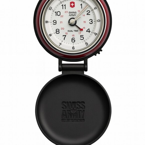 Swiss Army Travel Alarm Clock Dual Time Swiss Quartz Folding Case w/ Box-I046 - Picture 1 of 8